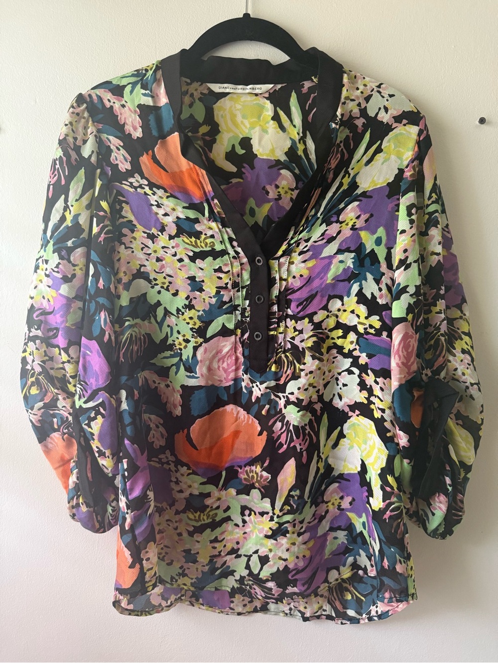 Diane von Furstenberg Winter Garden silk floral print blouse